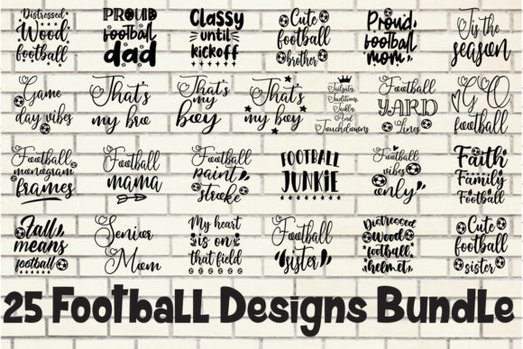 25 Football Designs Bundle: Graphics for T-Shirt Designs