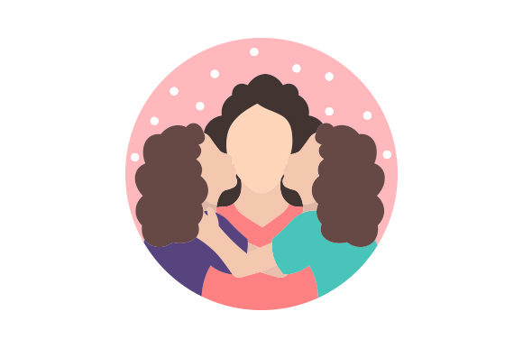 Daughters Kissing Mom: Family Crafts Design